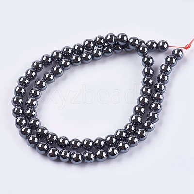 Non-Magnetic Synthetic Hematite Beads Strands G-H1623-6mm-1-1