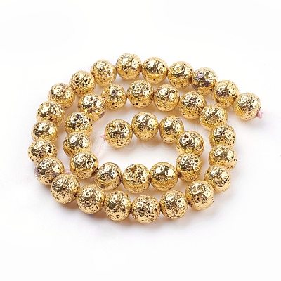 Electroplated Natural Lava Rock Bead Strands G-E429-01-12mm-G-1