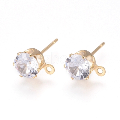 Brass Stud Earring Findings KK-L199-B01-G-1