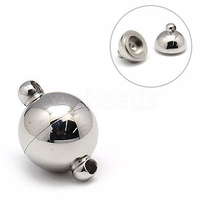 Tarnish Resistant Stainless Steel Magnetic Clasps with Loops STAS-E049-13B-1