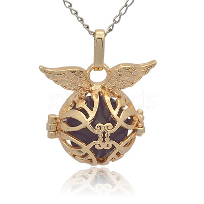 Golden Tone Brass Cage Pendants KK-J213-08G-1