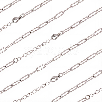 10Pcs 667 Stainless Steel Paperclip Chain Necklaces NJEW-BBC0001-48C-P-1