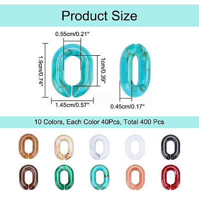 400Pcs 10 Colors Acrylic Linking Rings OACR-WR0001-01-1