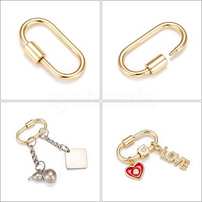Brass Screw Carabiner Lock Charms KK-T047-07G-1