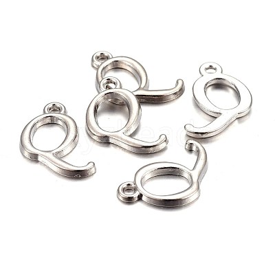 Platinum Plated Alloy Letter Pendants PALLOY-J718-01P-Q-1