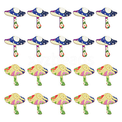 20Pcs 2 Styles Printed Wooden Pendants WOOD-GO0001-09-1