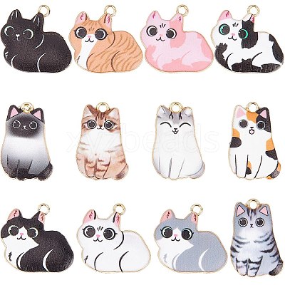 24Pcs 12 Style Alloy Enamel Pendants ENAM-SC0003-53-1