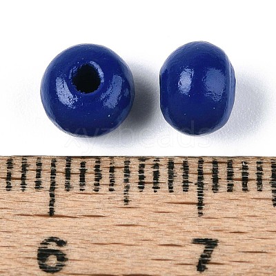 Spray Painted Round Natural Schima Wood Beads WOOD-A018-6mm-17-1