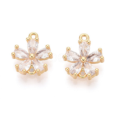 Brass Pave Clear Cubic Zirconia Connector Charms KK-T078-03G-05-1