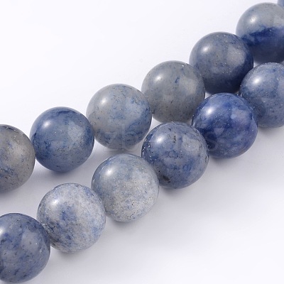 Dyed & Heated Natural Blue Aventurine Round Bead Strands G-M248-8mm-01-1