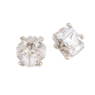 Brass Clear Cubic Zirconia Beads KK-B186-21B-P-1
