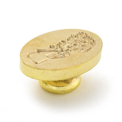 Golden Tone Wax Seal Brass Stamp Head AJEW-G056-03C-1