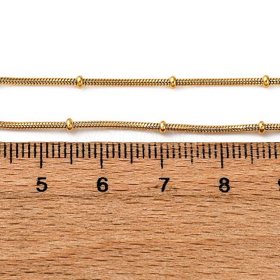 1.2MM 304 Stainless Steel Rondelle Bead Round Snake Chain Necklaces NJEW-K291-03G-1