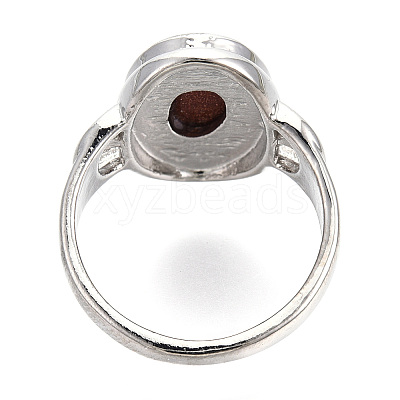 Natural Mixed Gemstone Oval Finger Rings RJEW-N044-03-1
