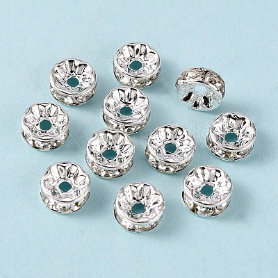 Brass Grade A Rhinestone Spacer Beads RSB038NF-01-1