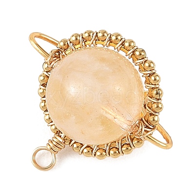 Natural Yellow Hematoid Quartz Copper Wire Wrapped Pendants PALLOY-TA00426-03-1