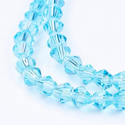 Light Sky Blue Glass Bicone Beads Strands X-GLAA-S026-06-1