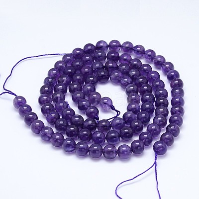 Natural Amethyst Round Bead Strands X-G-M212-6mm-02B-1