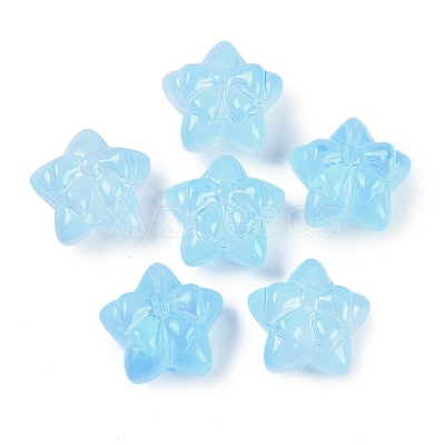 Transparent Spray Paint Glass Beads GLAA-H035-02G-1