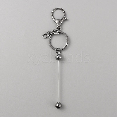Iron Bar Beadable Keychain for Jewelry Making DIY Crafts KEYC-WH0034-32B-1