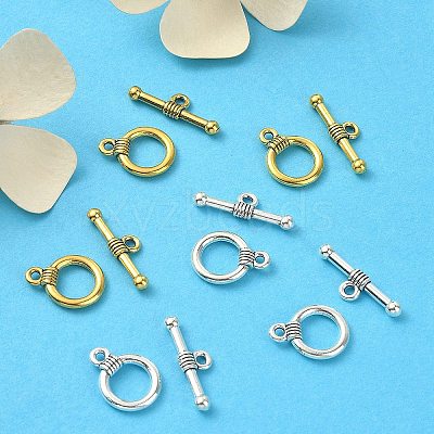 20Pcs 2 Colors Tibetan Style Alloy Toggle Clasps FIND-YW0004-22-1
