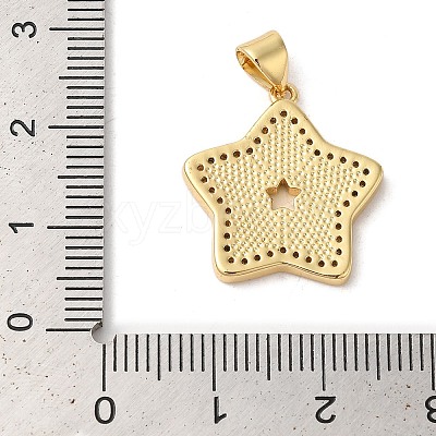 Star Rack Plating Brass Cubic Zirconia Pendants KK-K385-050G-1