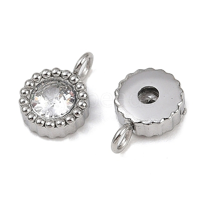 304 Stainless Steel Micro Pave Cubic Zirconia Charms STAS-K302-01D-P-1