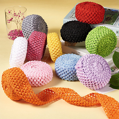 2 Rolls 2 Sizes Polyester Elastic Ribbon EW-TA0001-02B-1