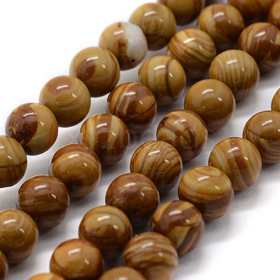 Natural Wood Lace Stone Wooden Jasper Beads Strands G-G763-05-10mm-1