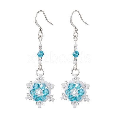 Glass Seed Beaded Dangle Earrings EJEW-MZ00171-01-1