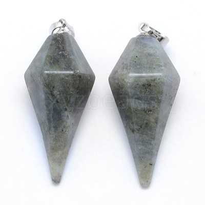 Natural Labradorite Pointed Pendants KK-E757-F-18P-1