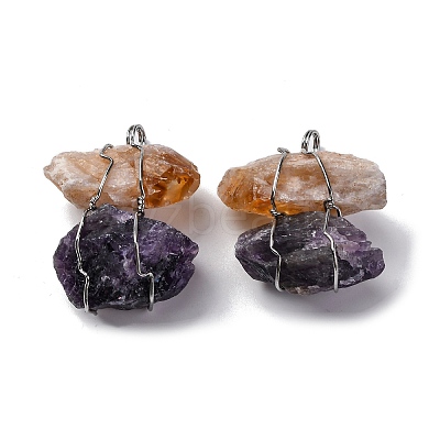 Natural Mixed Gemstone Nuggets Big Pendants G-K338-43P-1