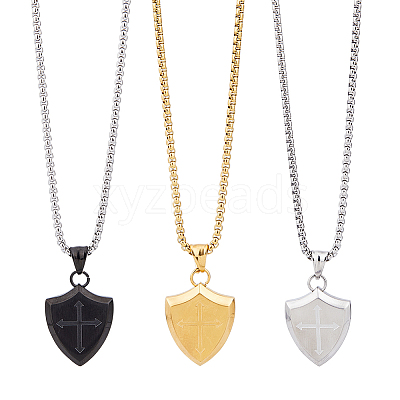 3Pcs 3 Colors Stainless Steel Pendant Necklaces Set NJEW-FI0001-55-1