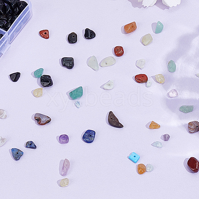150G 15 Styles Natural & Synthetic Mixed Gemstone Chip Beads G-PA0001-95-1