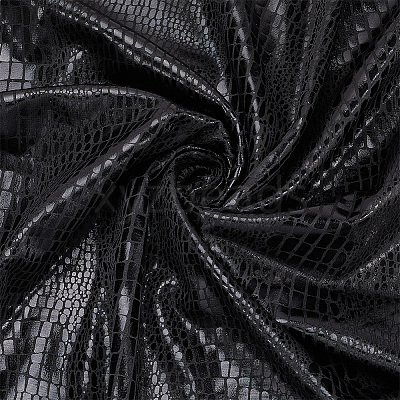 Polyester Elastic Fabric with Crocodile Pattern DIY-PH0036-91A-1