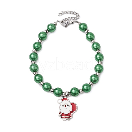 Christmas Theme Imitation Pearl Acrylic Bracelets for Women Girl BJEW-JB11173-1