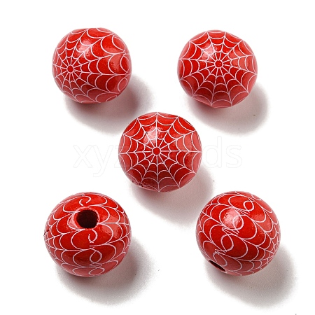 Printed Wood European Beads WOOD-G022-08B-10-1