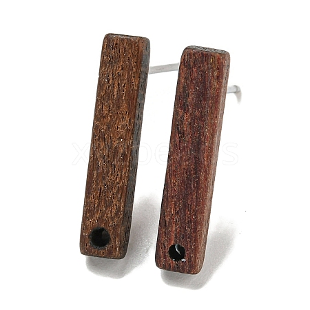 Walnut Wooden Stud Earrings Findings X-EJEW-B060-02A-1