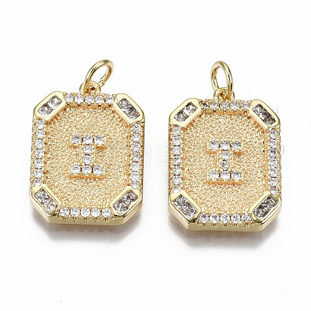 Brass Micro Pave Clear Cubic Zirconia Pendants KK-S356-234I-G-NF-1