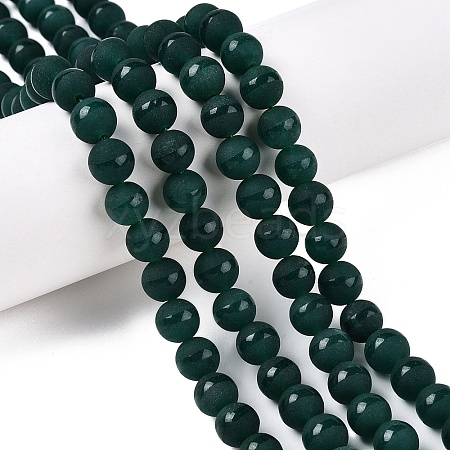 Frosted Natural White Jade Beads Strands G-T138-8mm-209I-1