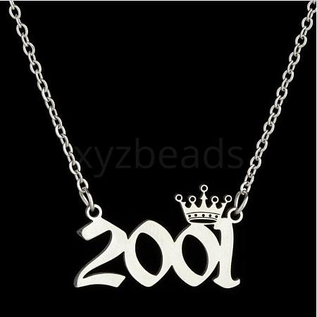 Crown Birth Year 201 Stainless Steel Pendant Necklaces for Women FS-WG4E8F2-62-1