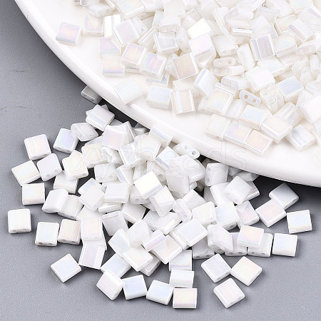 200Pcs 2 Styles 2-Hole Glass Seed Beads SEED-HS0001-08-1