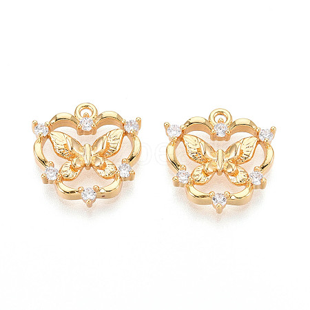 Brass Micro Pave Cubic Zirconia Pendants KK-N263-77B-G-1