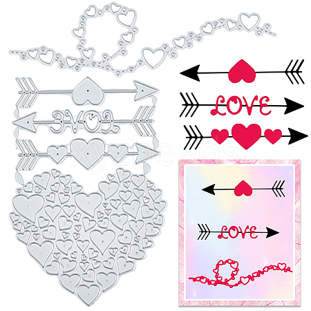 CRASPIRE Valentine's Day Theme Heart Carbon Steel Cutting Dies Stencils Set DIY-CP0009-55-1