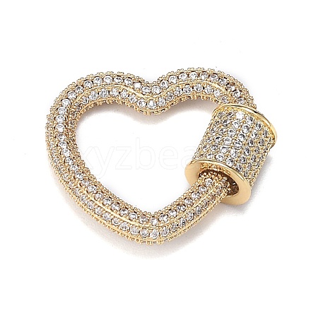 Brass Micro Pave Clear Cubic Zirconia Screw Carabiner Lock Charms ZIRC-F120-002G-1