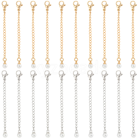 20Pcs 2 Colors Brass End with Chain KK-BBC0019-10-1
