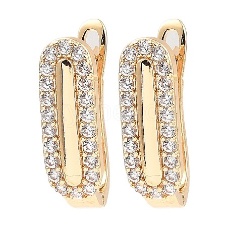 Brass Micro Pave Cubic Zirconia Hoop Earrings EJEW-D078-10KCG-1