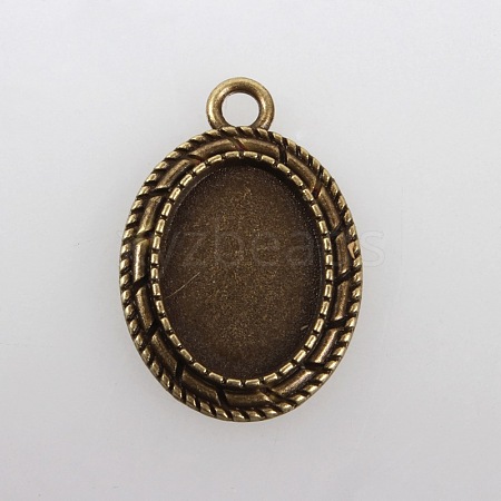 Vintage Tibetan Style Alloy Pendant Cabochon Bezel Settings X-TIBEP-M018-123AB-NF-1