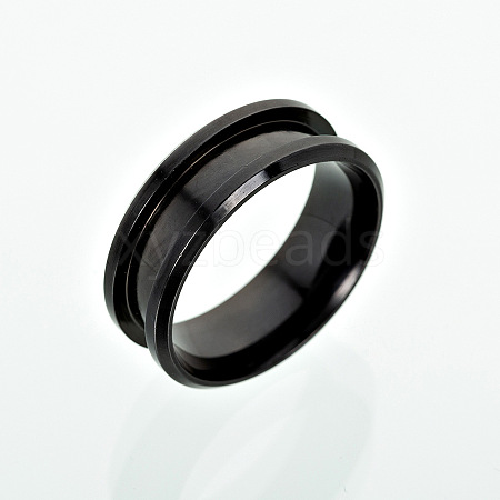 201 Stainless Steel Grooved Finger Ring Settings MAK-WH0007-16B-1