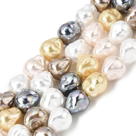 Electroplated Glass Shell Pearl Beads Strands BSHE-B009-D02-01-1